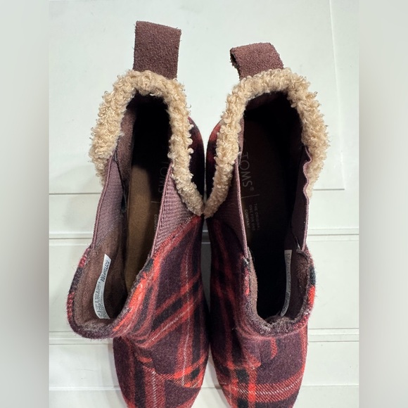 Tom’s Women's Kelsey Ankle Boot Barn Red Earthy Plaid Heel Bootie Womens Sz 9 - Picture 2 of 8